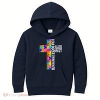 Can Do All Things Through Christ Autism Awareness Kids Hoodie thumb 0