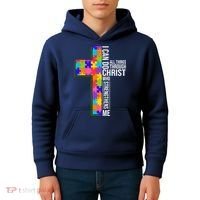Can Do All Things Through Christ Autism Awareness Kids Hoodie thumb 4
