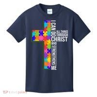 Can Do All Things Through Christ Autism Awareness Kids T-Shirt thumb 0