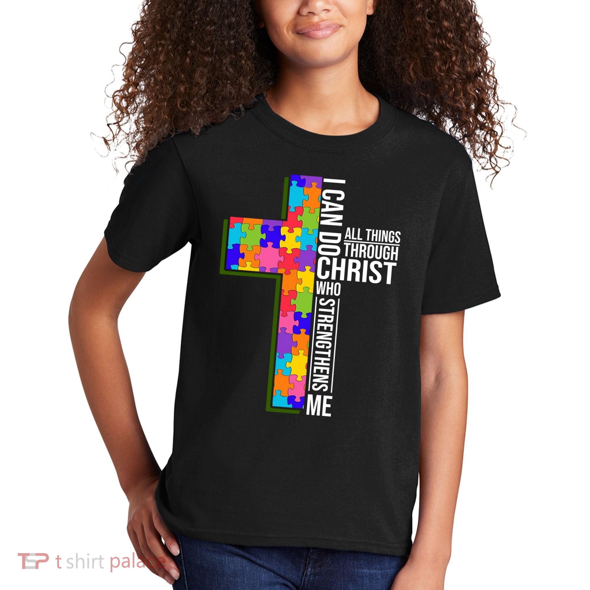 Can Do All Things Through Christ Autism Awareness Kids T-Shirt