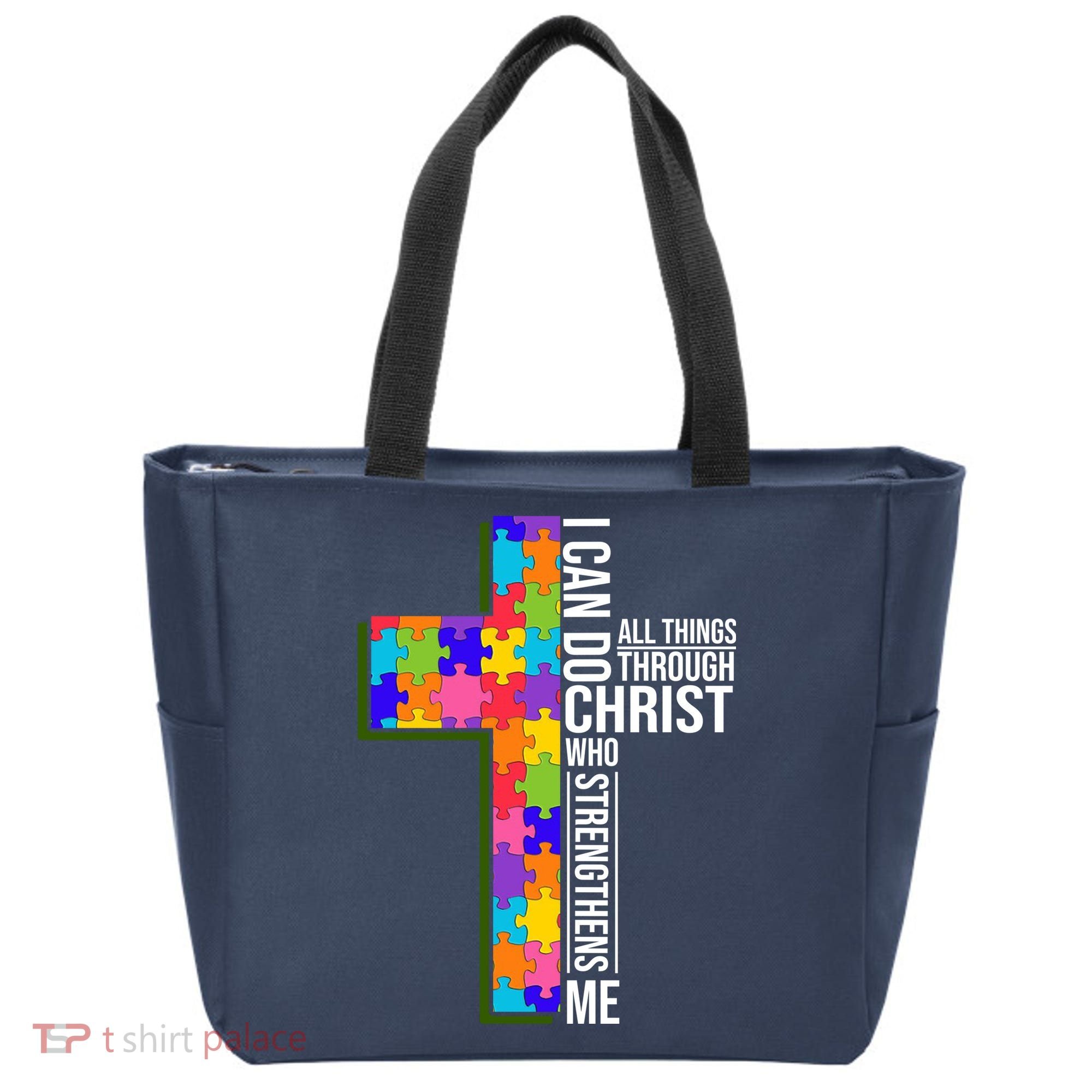 Can Do All Things Through Christ Autism Awareness Tote Bag