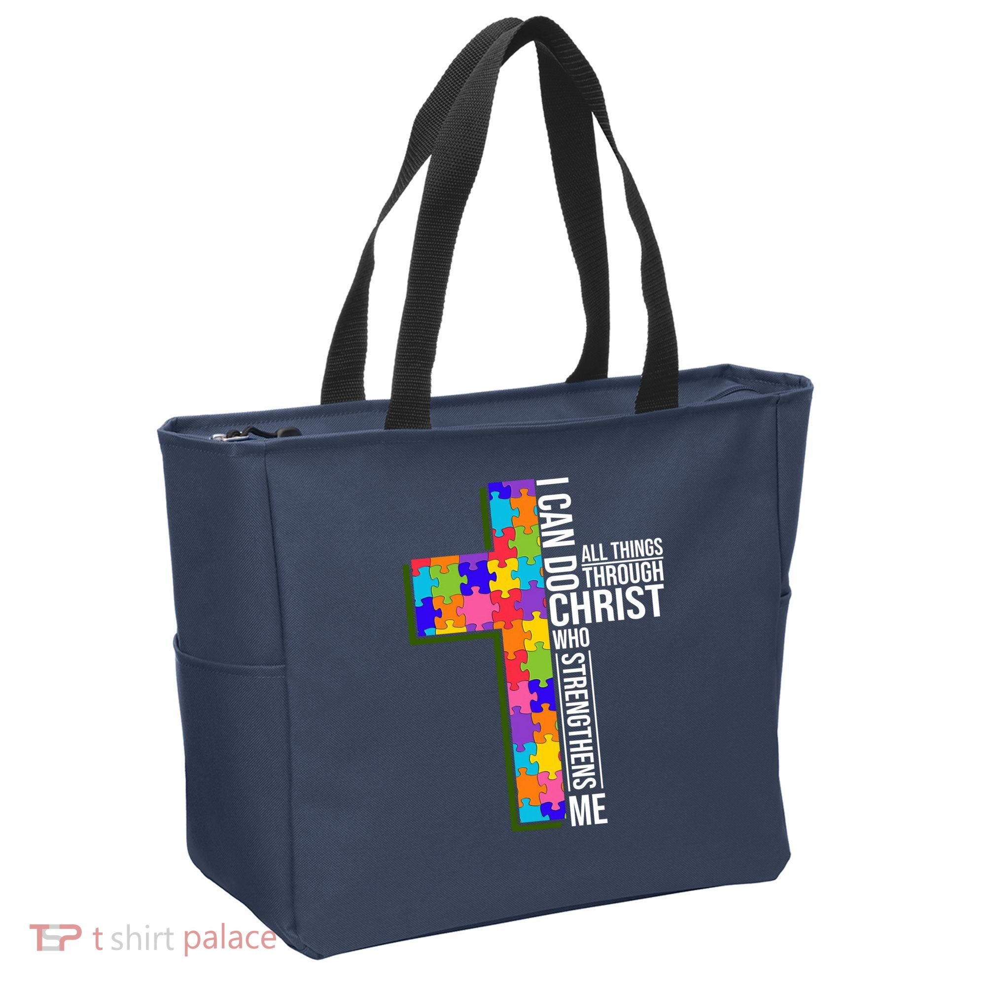 Can Do All Things Through Christ Autism Awareness Tote Bag