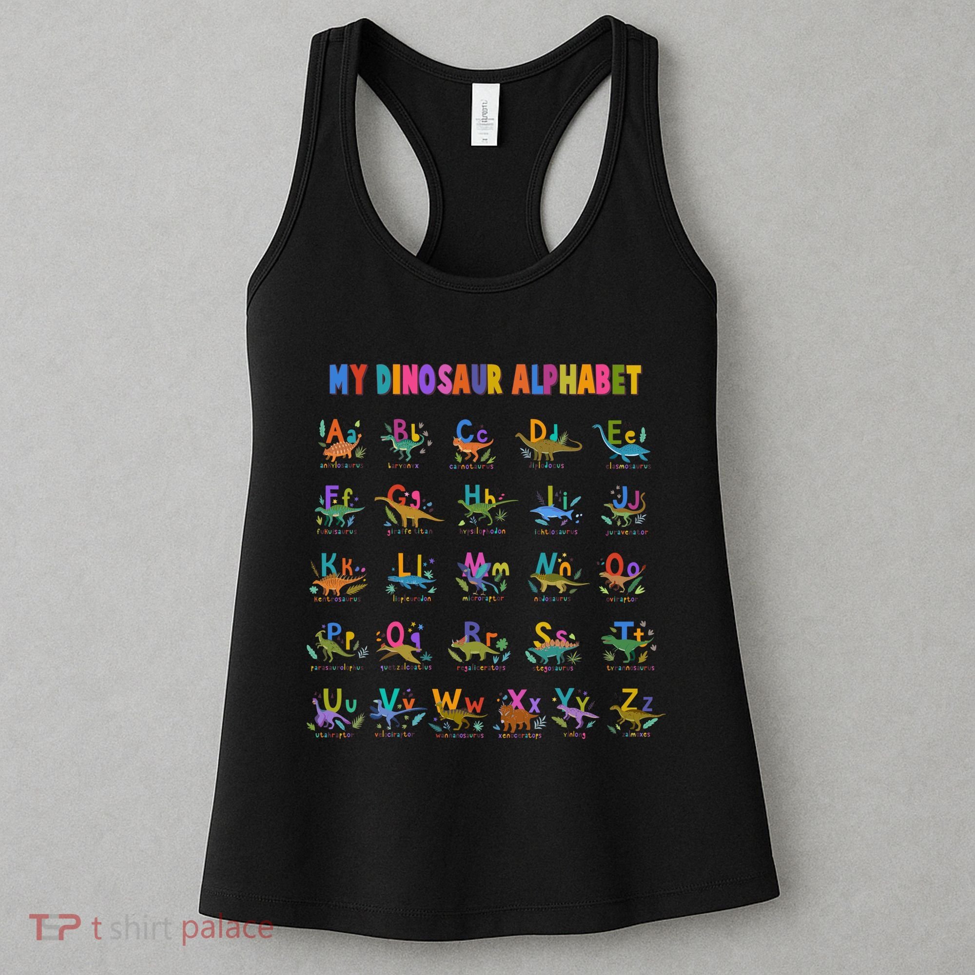 Cool Dinosaur Alphabet Back To School Women's Tank Top