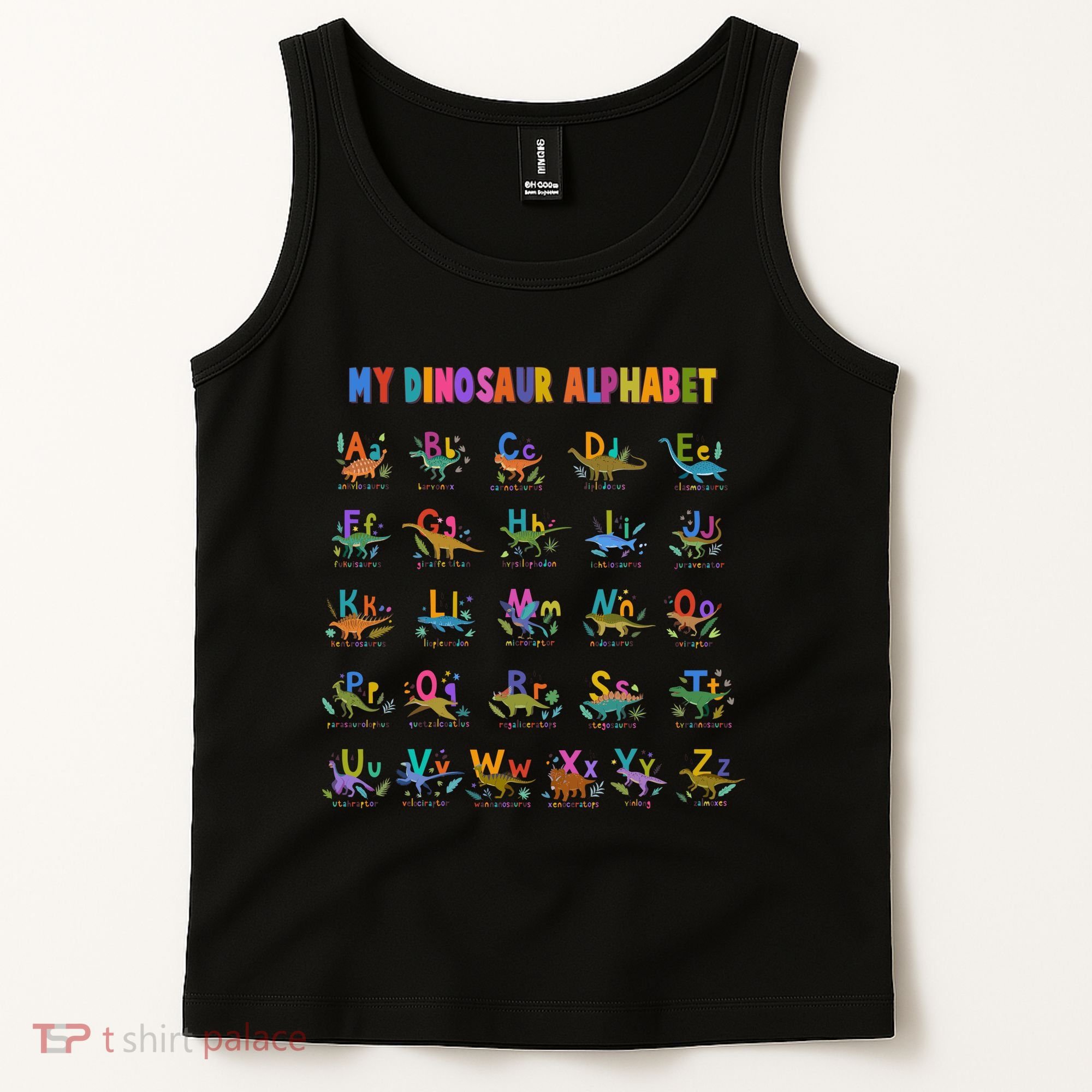 Cool Dinosaur Alphabet Back To School Tank Top