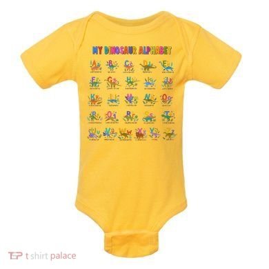 Cool Dinosaur Alphabet Back To School Baby Bodysuit