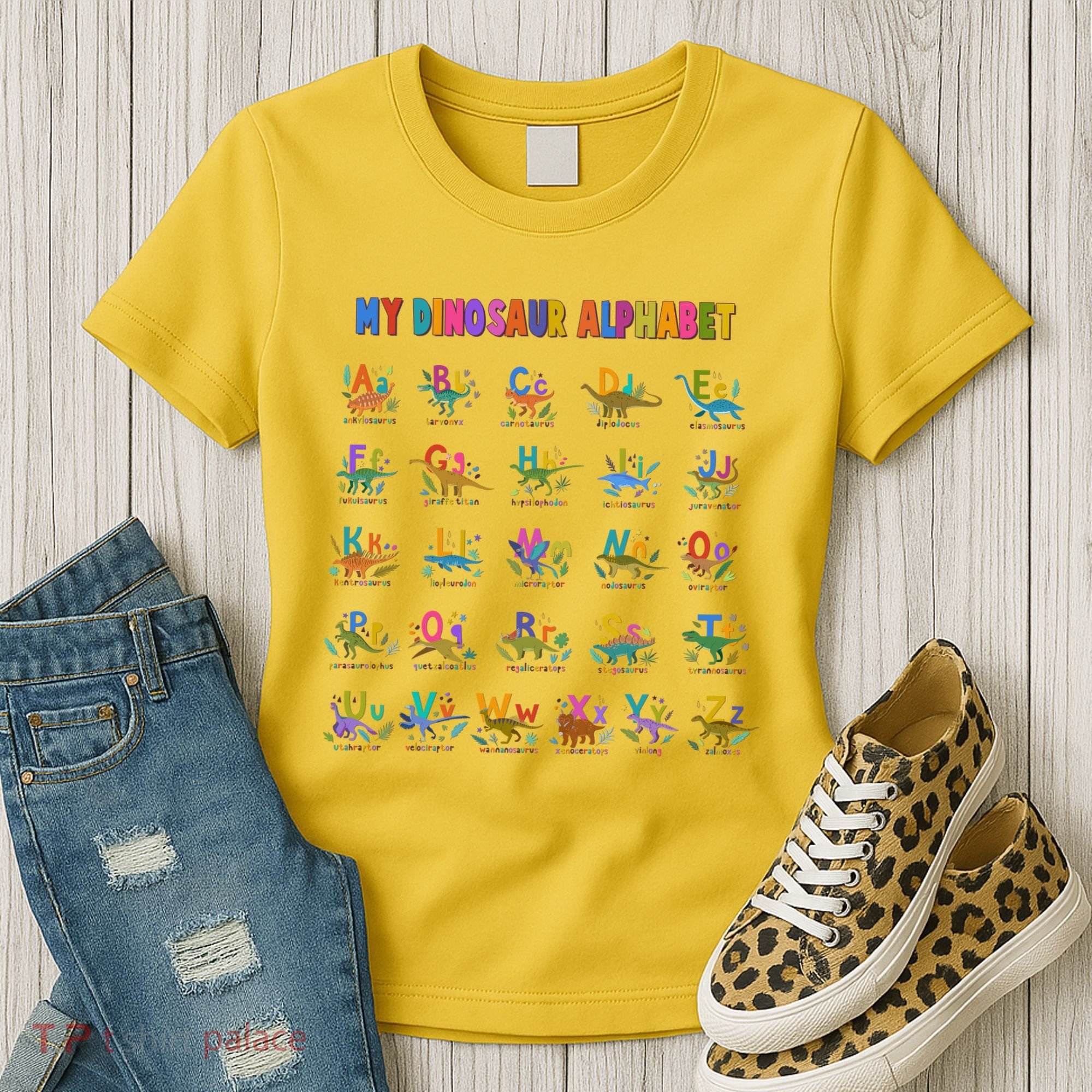 Cool Dinosaur Alphabet Back To School Women's T-Shirt