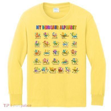 Cool Dinosaur Alphabet Back To School Kids Long Sleeve Shirt
