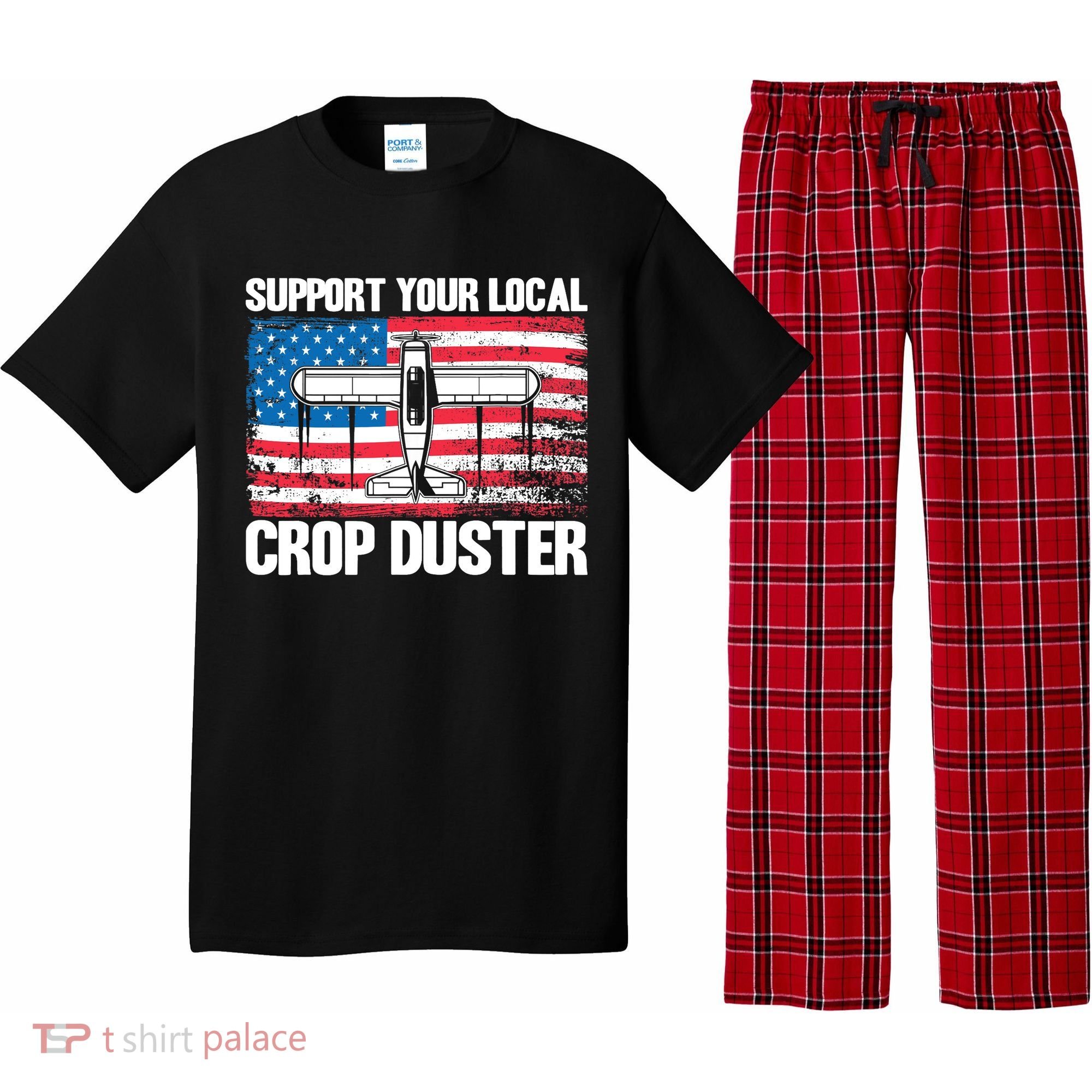 Crop Duster American Flag Support Your Local Crop Duster Pajama Set
