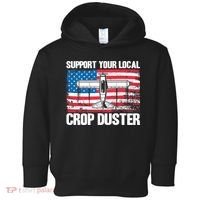 Crop Duster American Flag Support Your Local Crop Duster Toddler Hoodie thumb 0