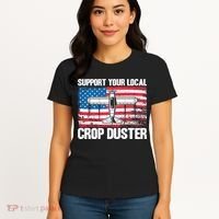 Crop Duster American Flag Support Your Local Crop Duster Women's T-Shirt thumb 4