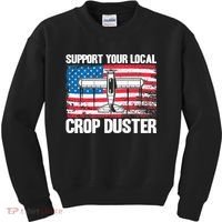 Crop Duster American Flag Support Your Local Crop Duster Kids Sweatshirt thumb 0