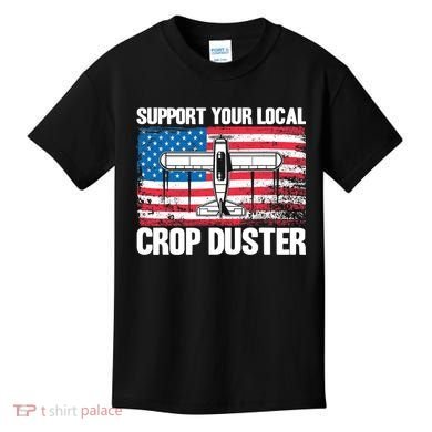 Crop Duster American Flag Support Your Local Crop Duster Kids T-Shirt