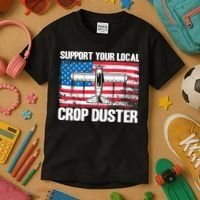 Crop Duster American Flag Support Your Local Crop Duster Kids T-Shirt thumb 3