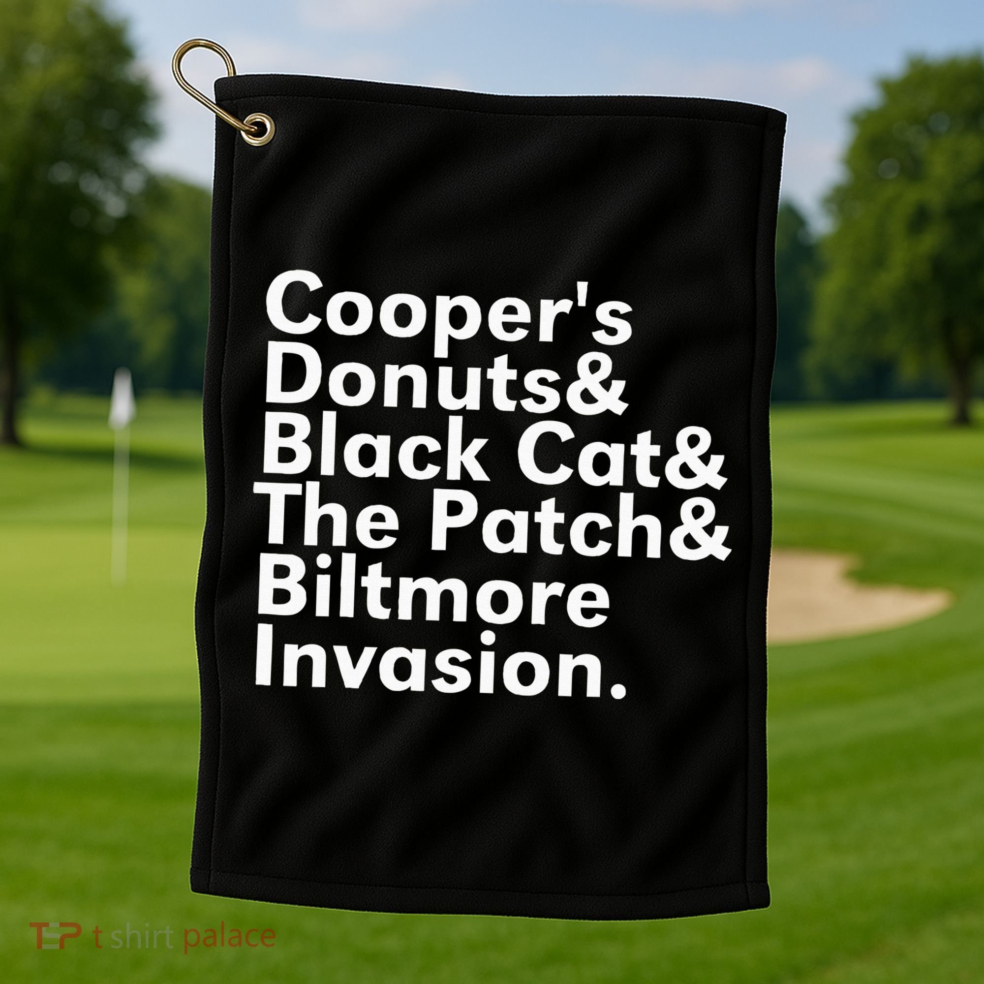 CooperS Donuts & Black Cat & The Patch Golf Towel