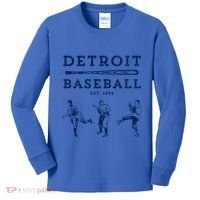 Classic Detroit Baseball Fan Retro Funny Gift Kids Long Sleeve Shirt thumb 0