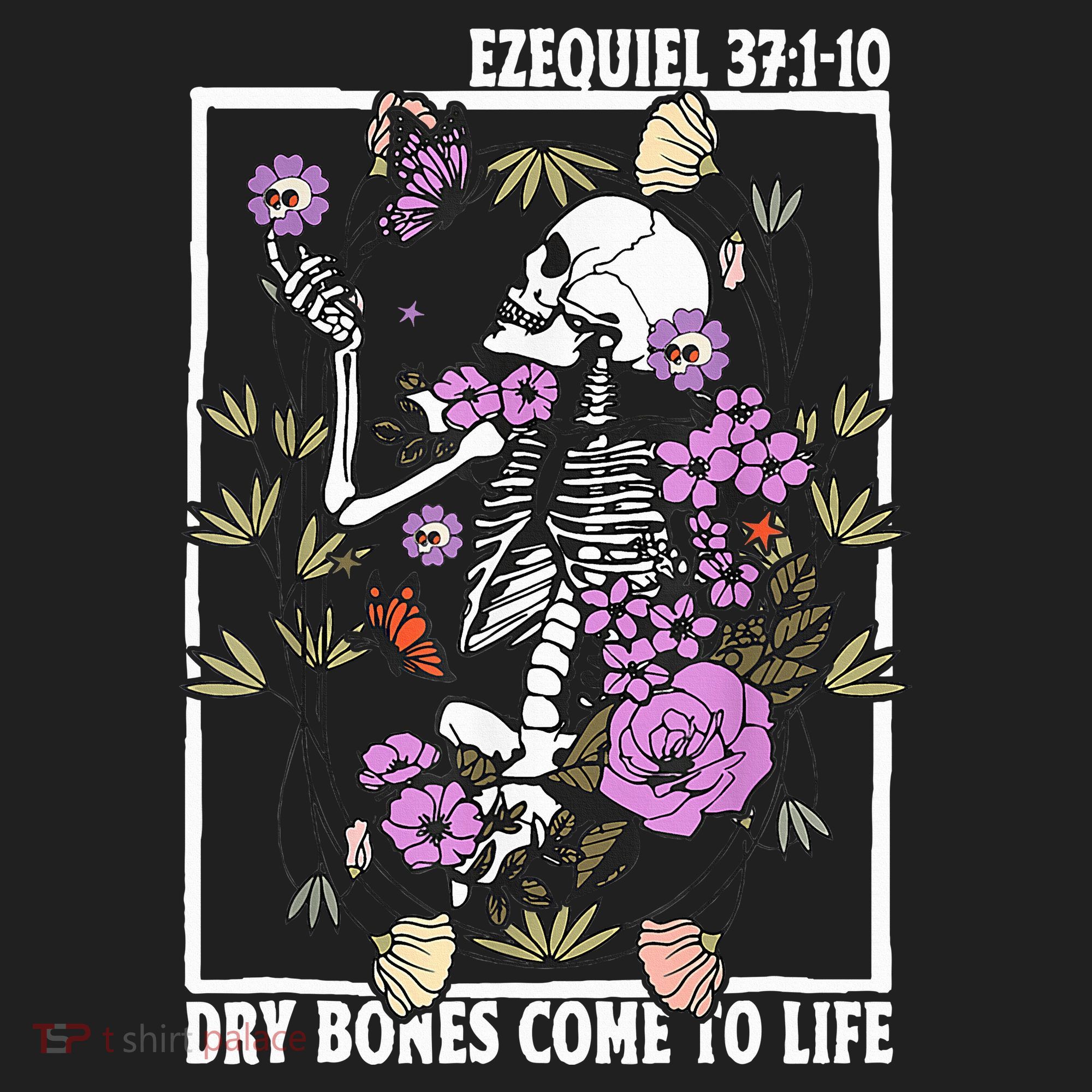 Christian Dry Bones Come To Life Floral Skeleton Beanie