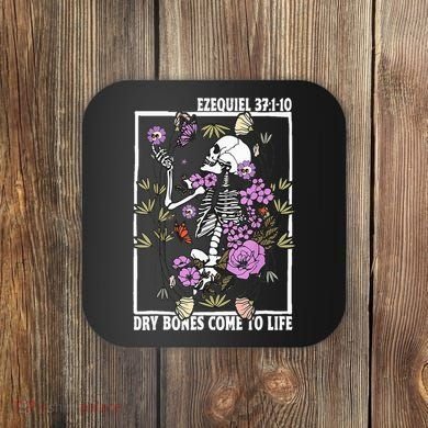 Christian Dry Bones Come To Life Floral Skeleton Coaster