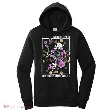 Christian Dry Bones Come To Life Floral Skeleton Women's Hoodie