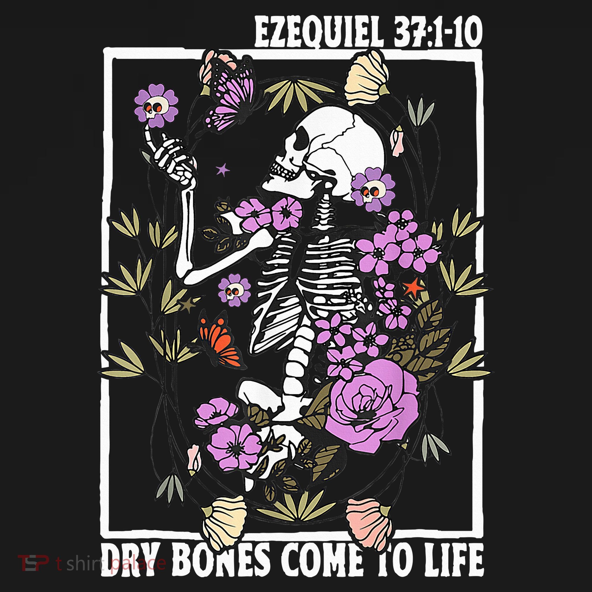 Christian Dry Bones Come To Life Floral Skeleton Women's Hoodie