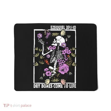 Christian Dry Bones Come To Life Floral Skeleton Mousepad
