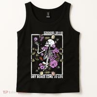 Christian Dry Bones Come To Life Floral Skeleton Tank Top thumb 2