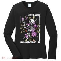 Christian Dry Bones Come To Life Floral Skeleton Women's Long Sleeve Shirt thumb 0