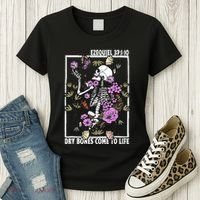 Christian Dry Bones Come To Life Floral Skeleton Women's T-Shirt thumb 3