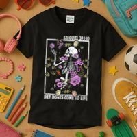 Christian Dry Bones Come To Life Floral Skeleton Kids T-Shirt thumb 3