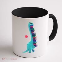 Cute Dinosaur Book Reading Readasaurus Coffee Mug thumb 1
