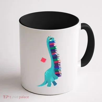 Cute Dinosaur Book Reading Readasaurus Coffee Mug back