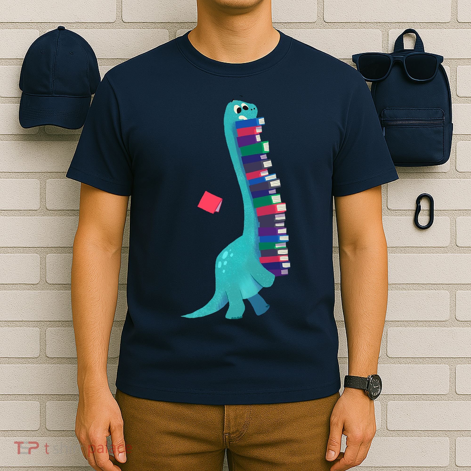 Cute Dinosaur Book Reading Readasaurus T-Shirt