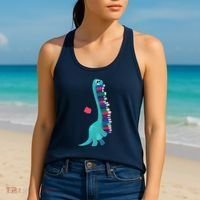 Cute Dinosaur Book Reading Readasaurus Women's Tank Top thumb 2