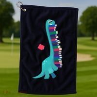 Cute Dinosaur Book Reading Readasaurus Golf Towel thumb 1