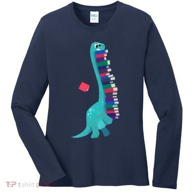Cute Dinosaur Book Reading Readasaurus Women's Long Sleeve Shirt