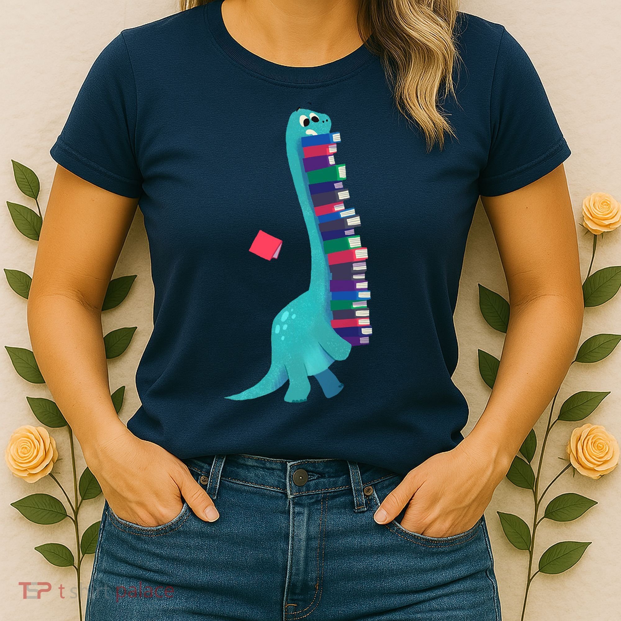 Cute Dinosaur Book Reading Readasaurus Women's T-Shirt