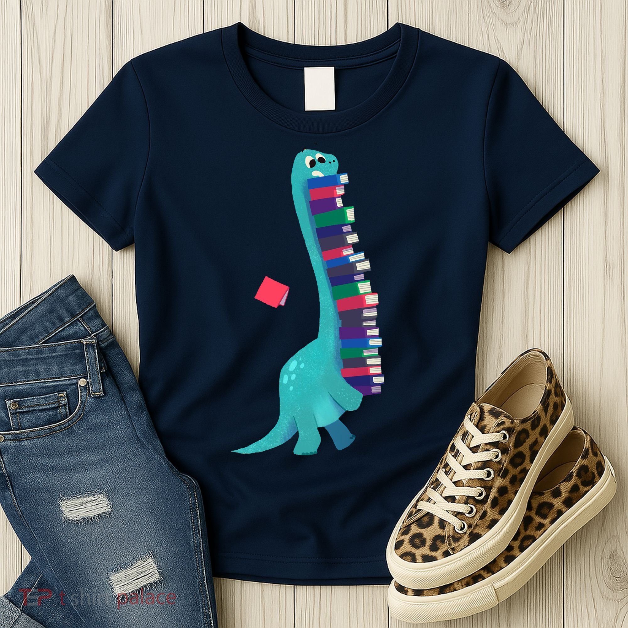 Cute Dinosaur Book Reading Readasaurus Women's T-Shirt