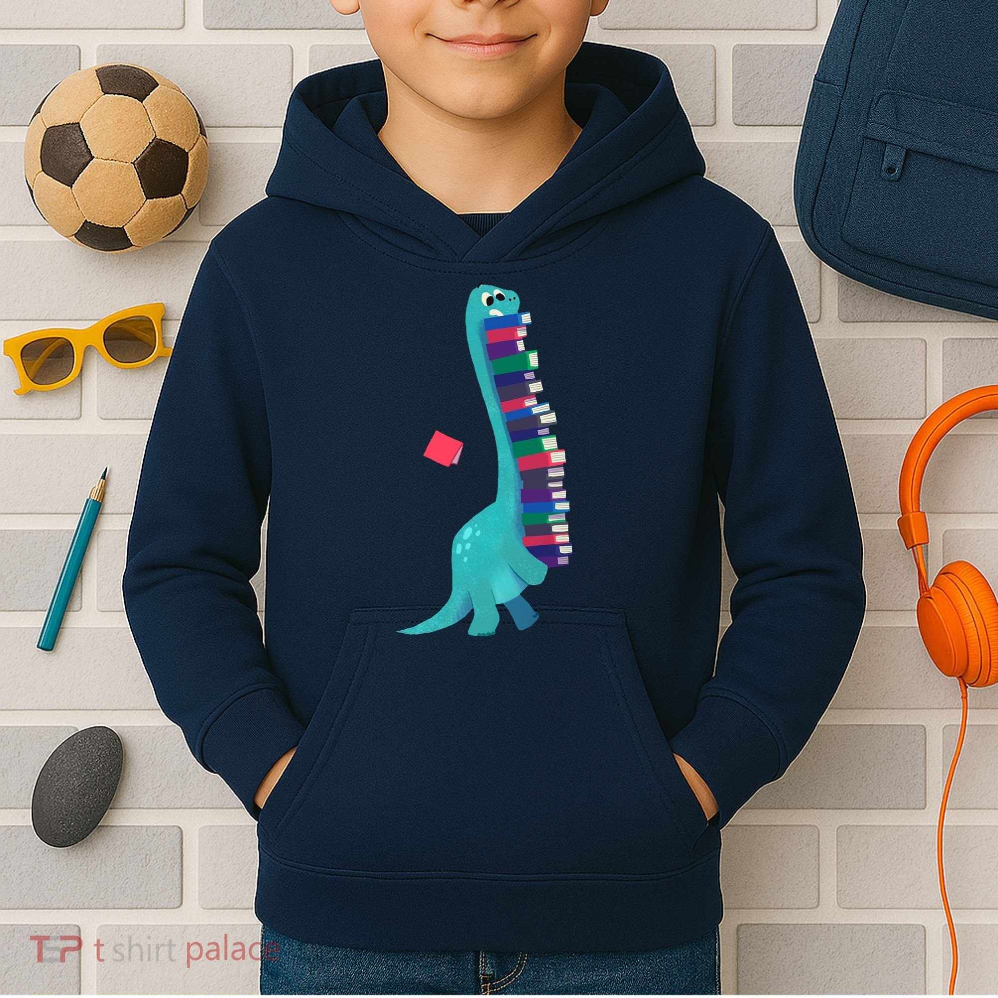 Cute Dinosaur Book Reading Readasaurus Kids Hoodie