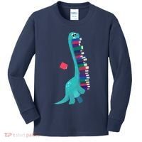 Cute Dinosaur Book Reading Readasaurus Kids Long Sleeve Shirt thumb 0