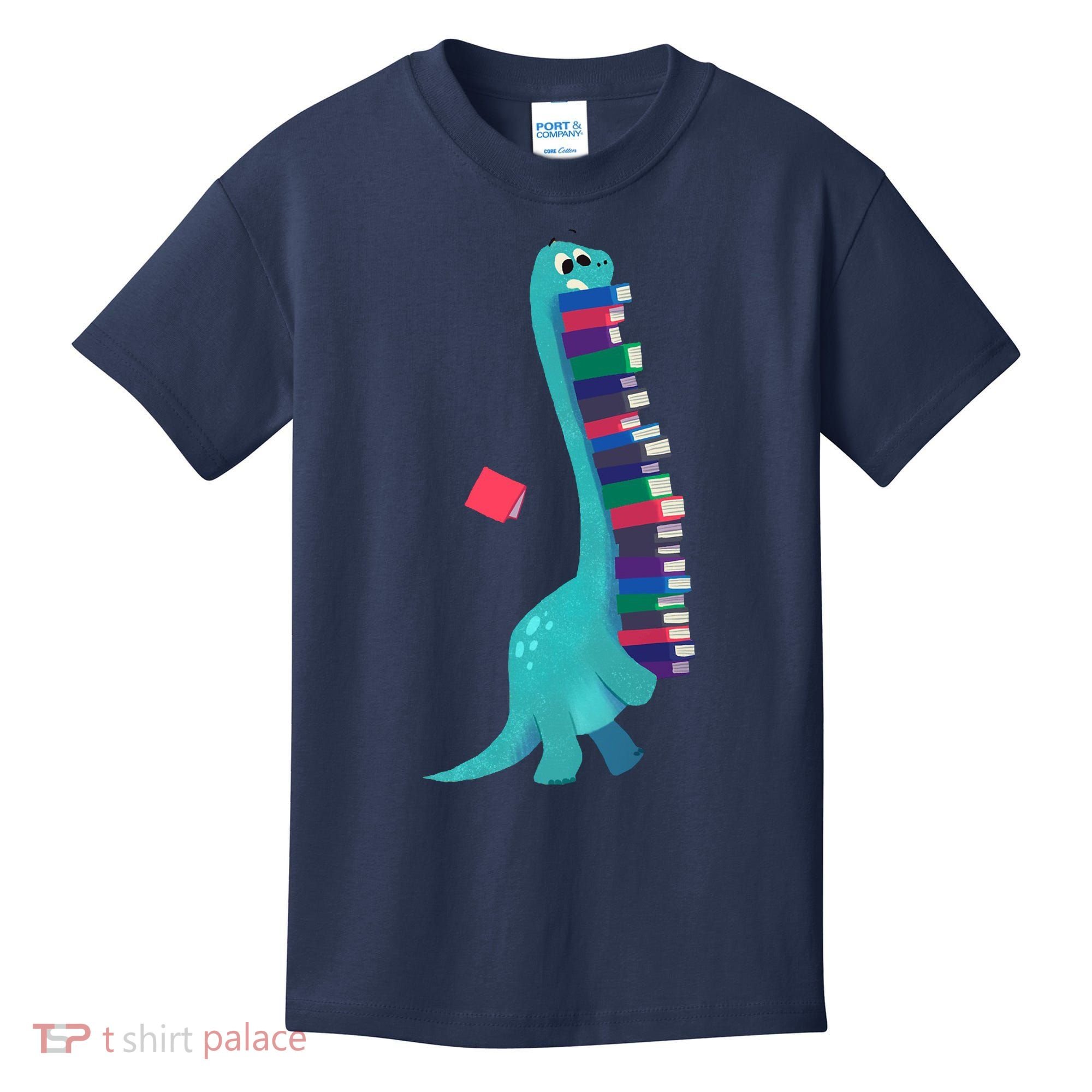 Cute Dinosaur Book Reading Readasaurus Kids T-Shirt