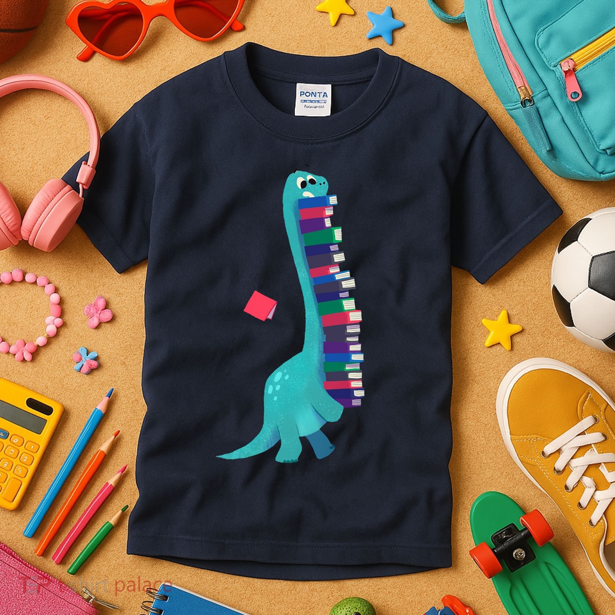 Cute Dinosaur Book Reading Readasaurus Kids T-Shirt