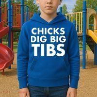 Chicks Dig Big Tibs Gift Funny Workout Leg Day Fitness Gym Gift Kids Hoodie thumb 2