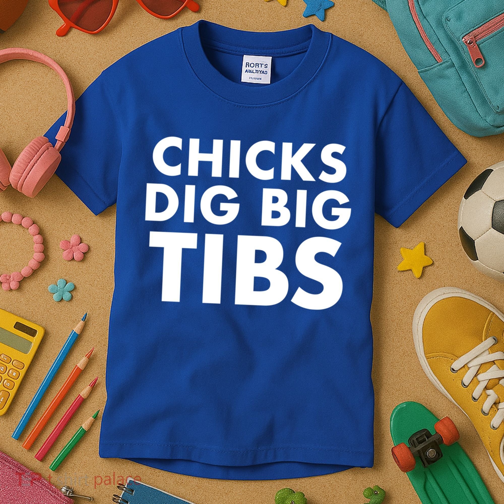 Chicks Dig Big Tibs Gift Funny Workout Leg Day Fitness Gym Gift Kids T-Shirt