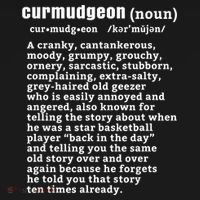 CURMUDGEON Definition Basketball Version Funny Senior Citizens Button thumb 1
