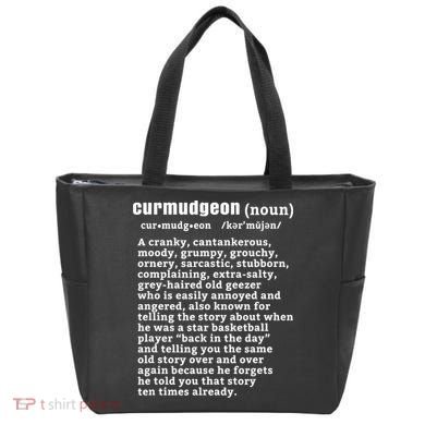 CURMUDGEON Definition Basketball Version Funny Senior Citizens Tote Bag