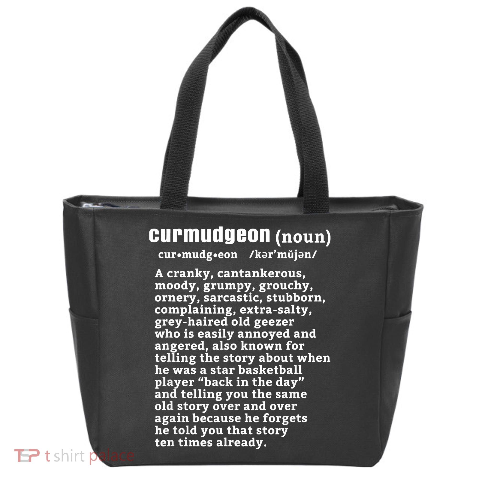 CURMUDGEON Definition Basketball Version Funny Senior Citizens Tote Bag