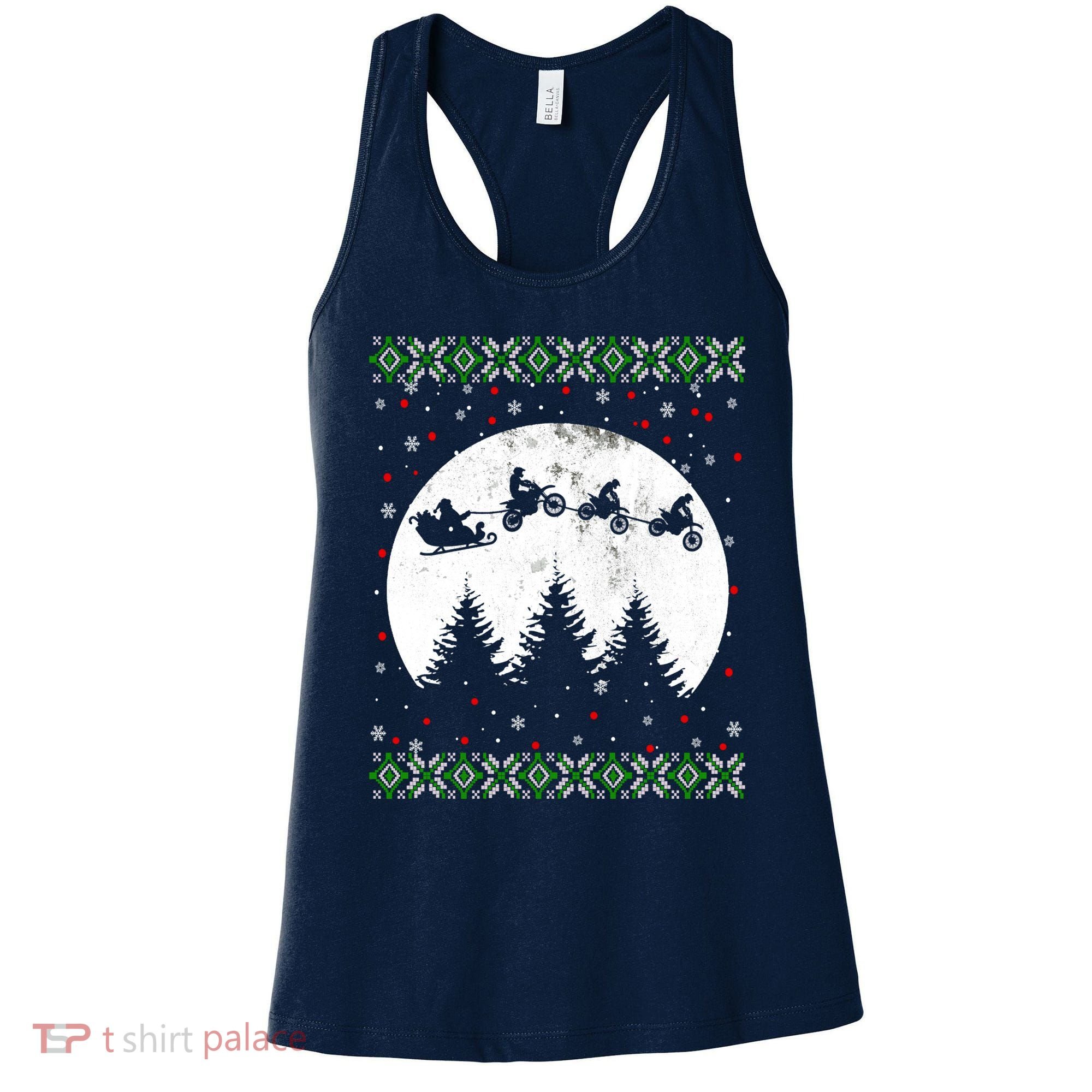 Christmas Dirt Bike Santa Riding Dirt Bike Sleigh Xmas Biker Women's Tank Top