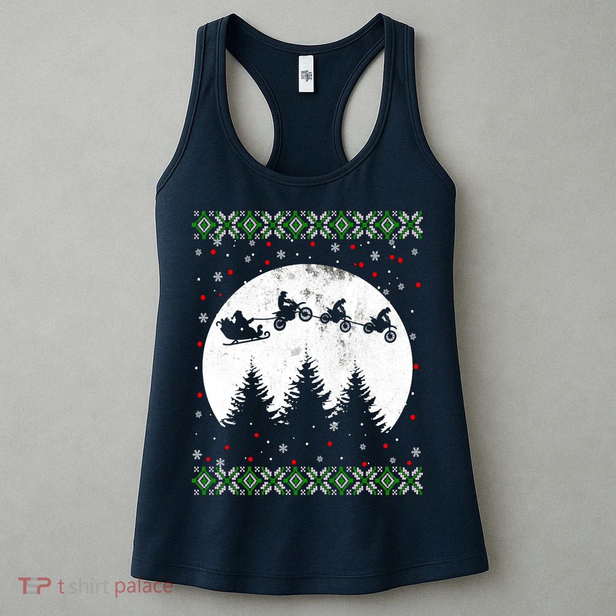 Christmas Dirt Bike Santa Riding Dirt Bike Sleigh Xmas Biker Women's Tank Top