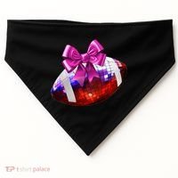 Cute Disco Ball Football Coquette Ribbon Style USA-Made Doggie Bandana thumb 0