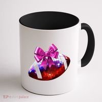 Cute Disco Ball Football Coquette Ribbon Style Coffee Mug thumb 1