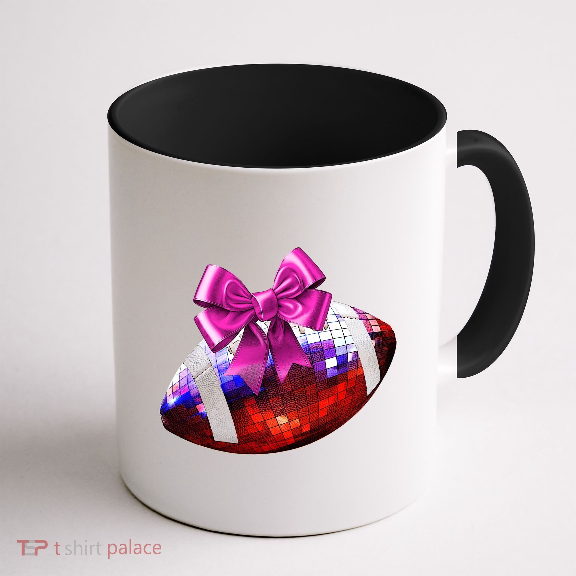 Cute Disco Ball Football Coquette Ribbon Style Coffee Mug
